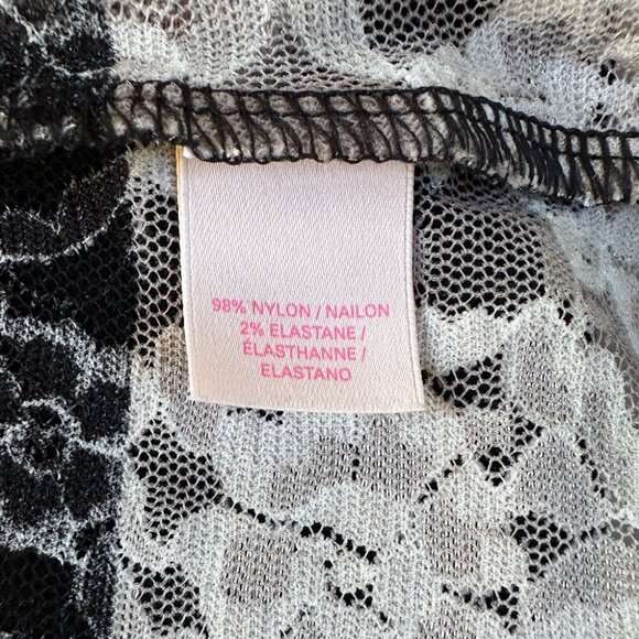 Victoria's Secret Floral Lace Top Sz S/P Black Cream Chunky Stripes Y2K 90s Goth - Picture 5 of 7